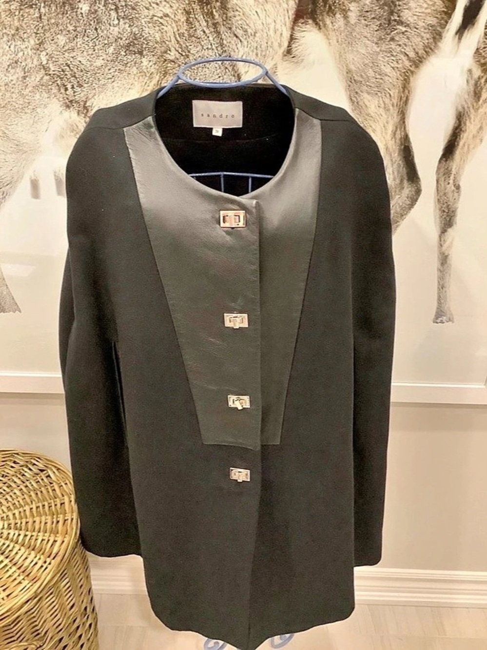Sandro Black Cape Gold-Tone Closures Like New